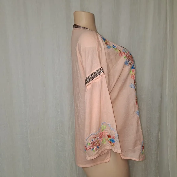 Embroidered Pink Floral Women's Top - Picture 6 of 11